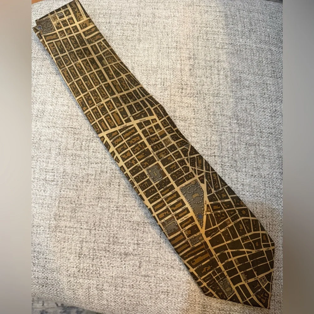 CIVITAS‎ New York City Map Tie, Silk Neck Tie, 1852 NYC Streets Urban Design